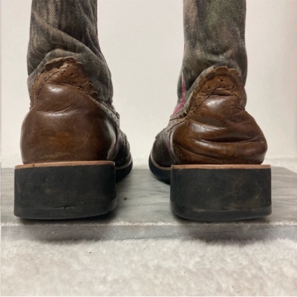 Ariat Fatbaby Cowboy Cowgirl Boots Calf Height Brown Pink Western Size 7.5 - Picture 11 of 12